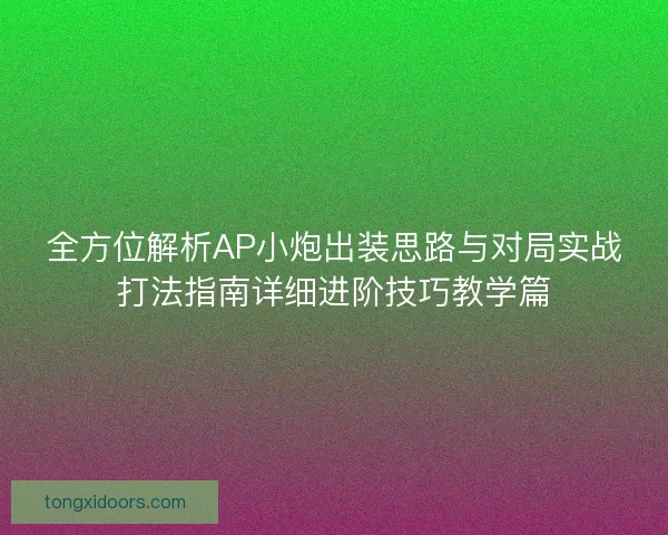 全方位解析AP小炮出装思路与对局实战打法指南详细进阶技巧教学篇